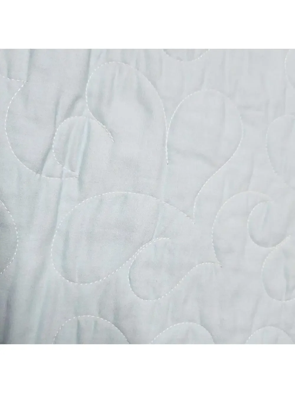 Handmade | Aqua & White Machine Quilted Striped Placemats Set of 2 - 16 x 12 In